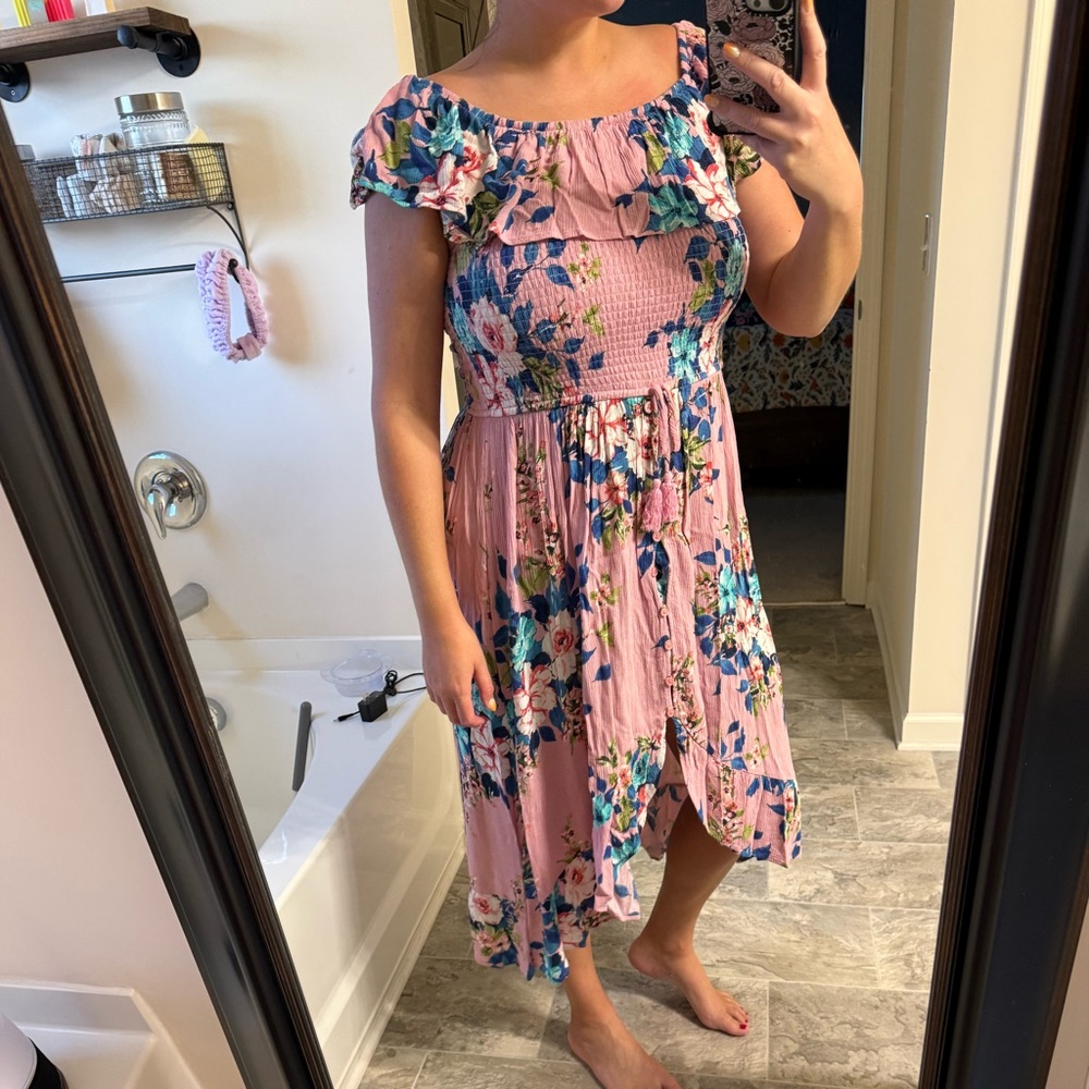 Pink and Blue Floral Dress
